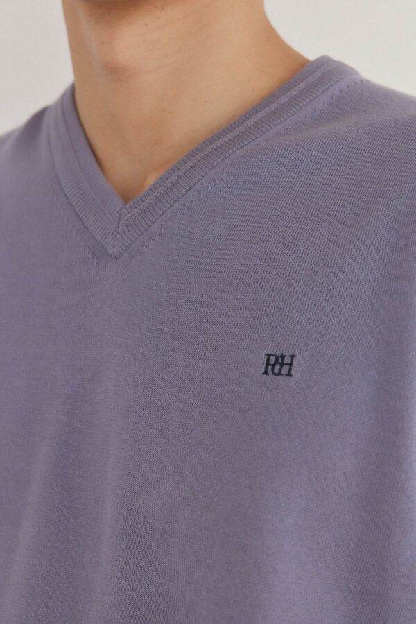 Pedro del Hierro gola de malha fina de algod&atilde;o premium com bico P&uacute;rpura