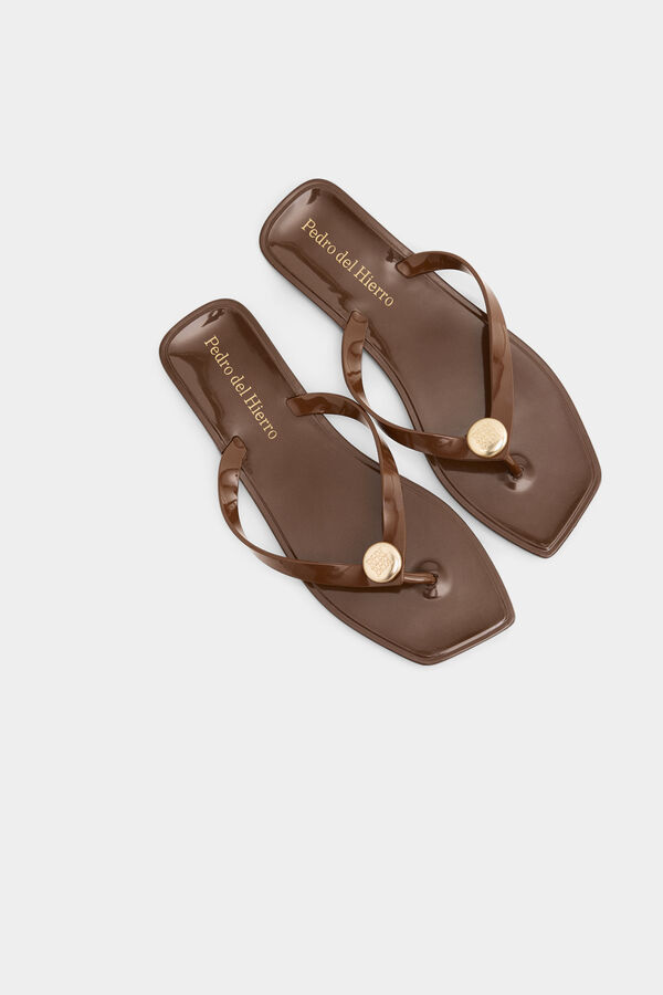 Pedro del Hierro Flip flop logo Marr&oacute;n