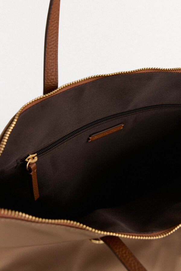 Pedro del Hierro Bolso shopper nylon con cremallera Beige