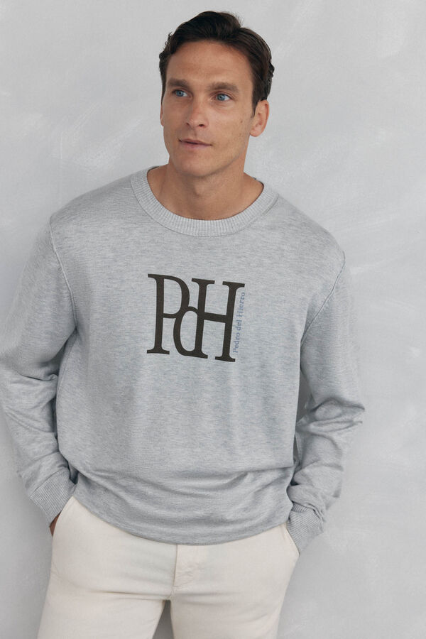 Pedro del Hierro Jersey punto fino big logo Gris