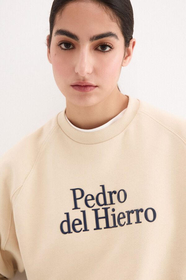 Pedro del Hierro Sudadera activewear logo Ecru