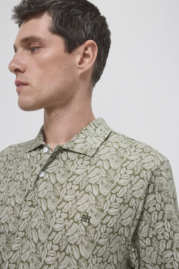 Pedro del Hierro Polo estampado folhas Verde