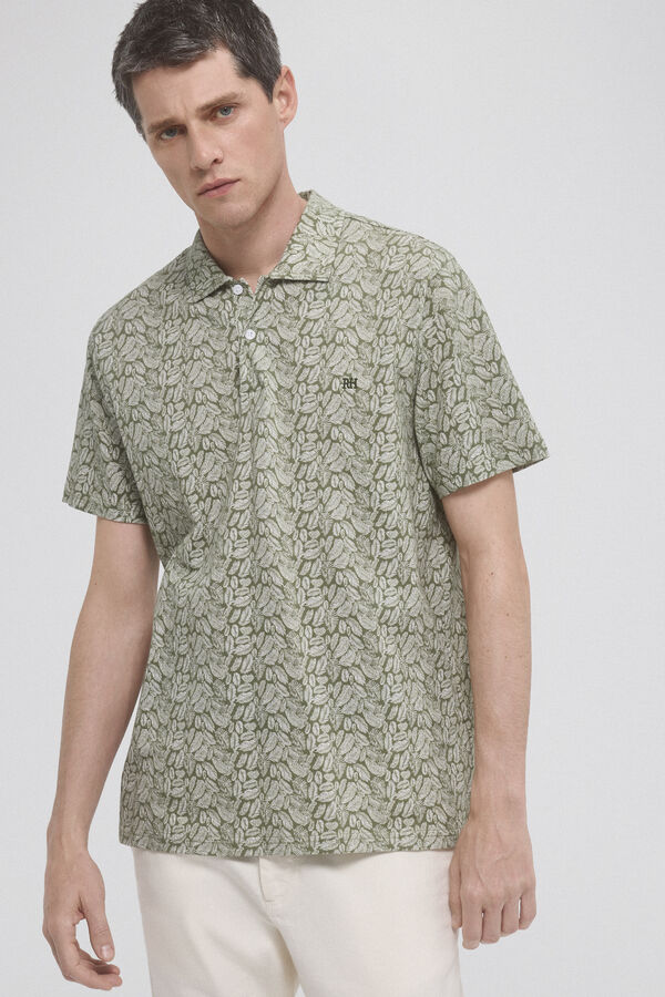 Pedro del Hierro Polo estampado folhas Verde