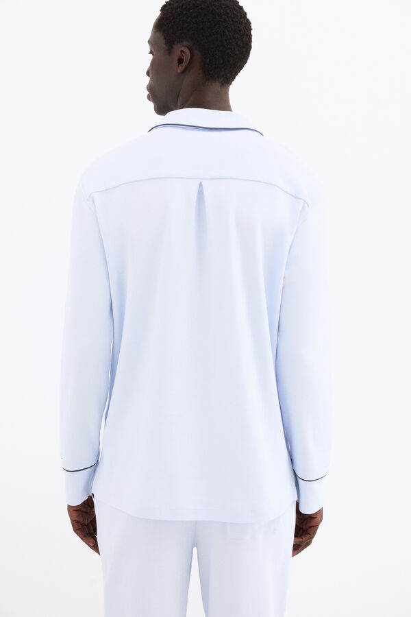 Pedro del Hierro Spanish cotton long sleeve pyjama shirt Blue