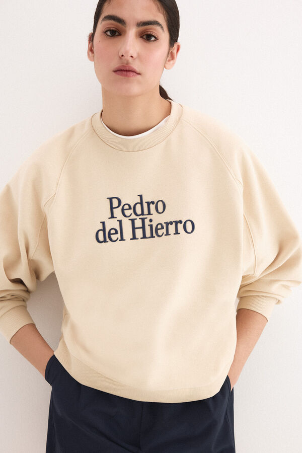 Pedro del Hierro Sudadera activewear logo Ecru