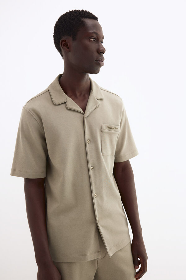 Pedro del Hierro Spanish cotton short sleeve pyjama shirt Green