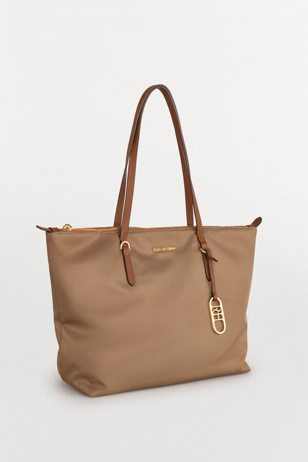 Pedro del Hierro Bolso shopper nylon con cremallera Beige