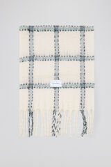 Pedro del Hierro Raw and blue plaid scarf Beige
