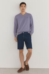 Pedro del Hierro gola de malha fina de algod&atilde;o premium com bico P&uacute;rpura