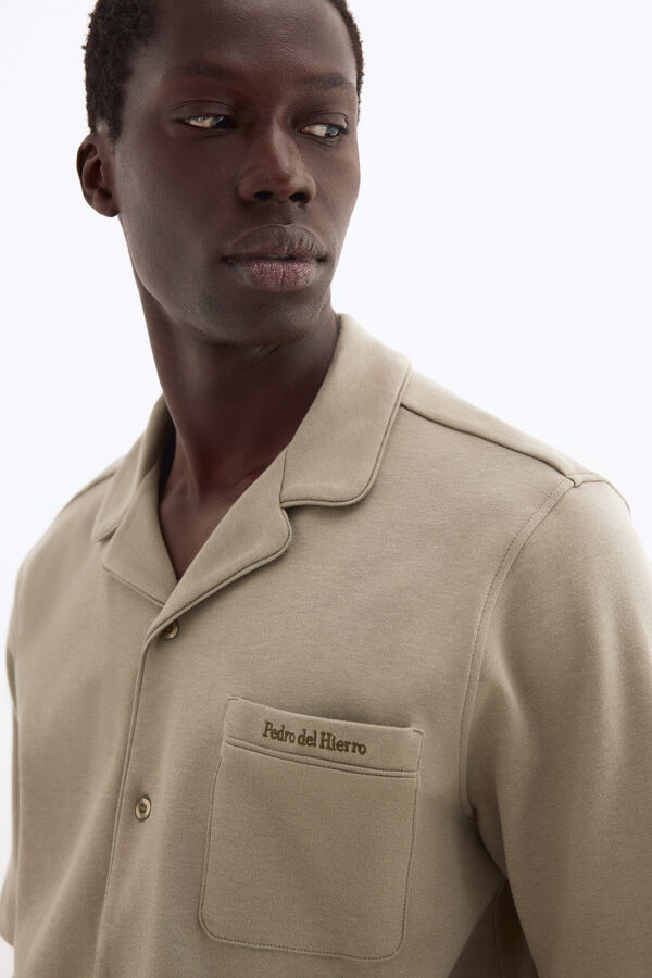 Pedro del Hierro Spanish cotton short sleeve pyjama shirt Green