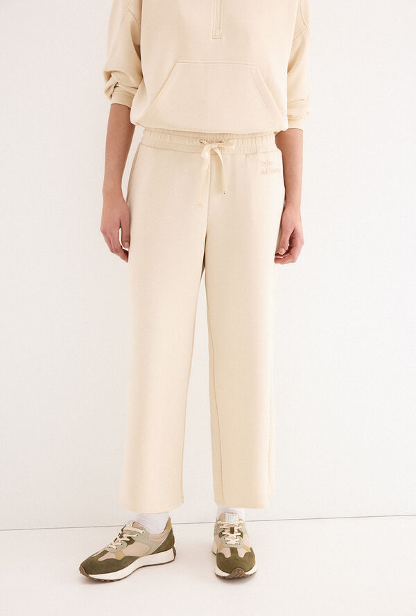 Pedro del Hierro Pantal&oacute;n soft touch cropped wide leg Beige