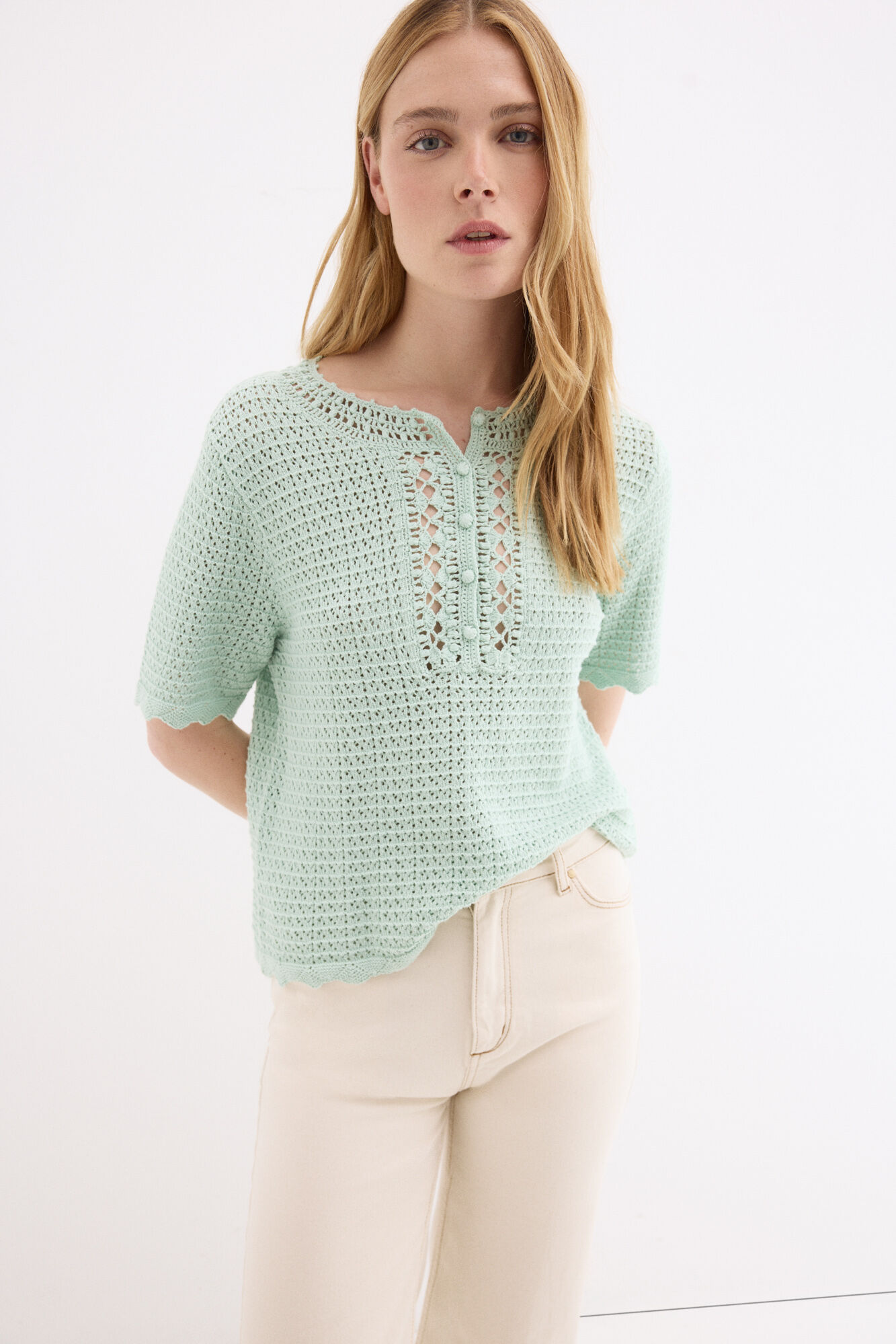 Pedro del Hierro Top de punto crochet