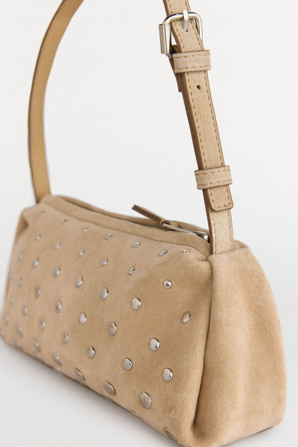 Pedro del Hierro Bolso de hombro con tachas en piel Crudo