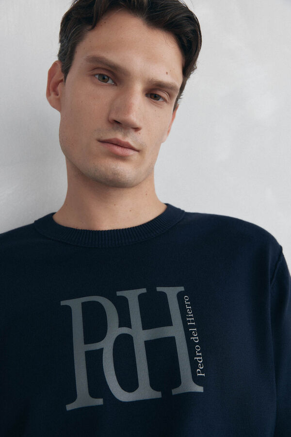 Pedro del Hierro Jersey punto fino big logo Blue