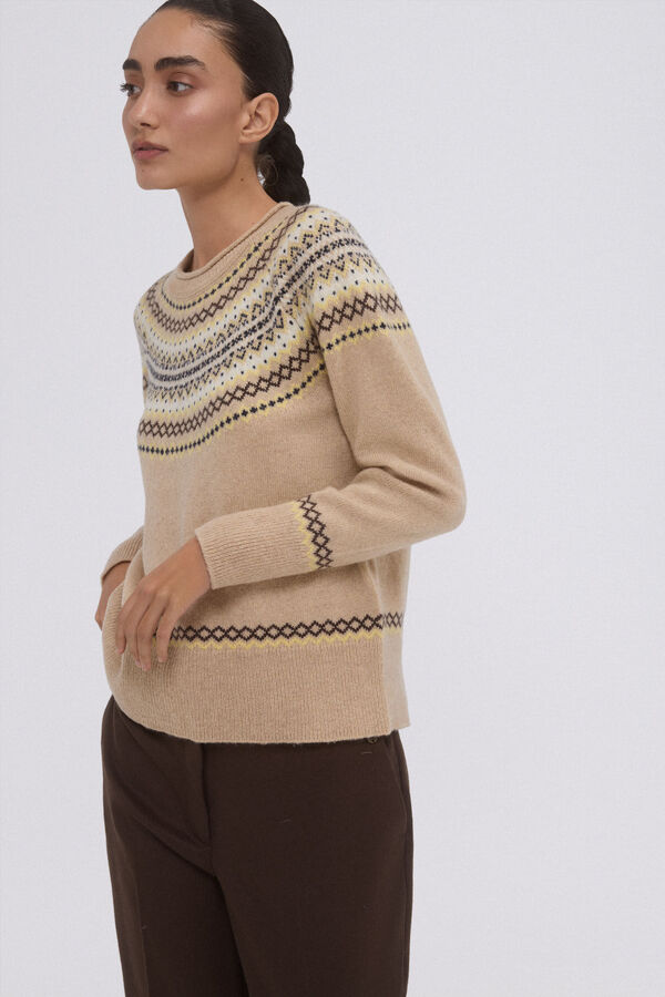 Pedro del Hierro Jersey jacquard greca Marr&oacute;n