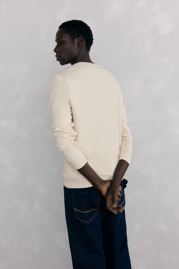 Pedro del Hierro Sudadera logo cuello redondo Beige