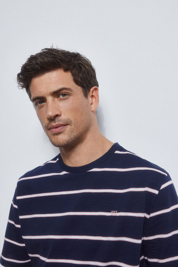Pedro del Hierro T-shirt riscas slub Azul