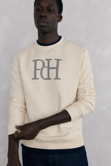 Pedro del Hierro Sudadera logo cuello redondo Beige