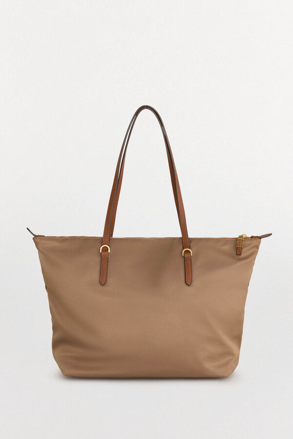 Pedro del Hierro Bolso shopper nylon con cremallera Beige