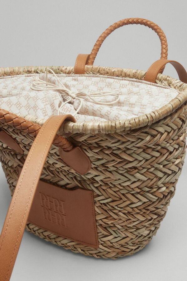 Pedro del Hierro Maxi logo basket bag Beige