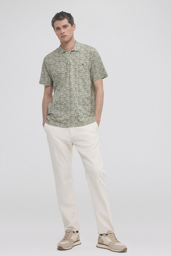 Pedro del Hierro Polo estampado folhas Verde