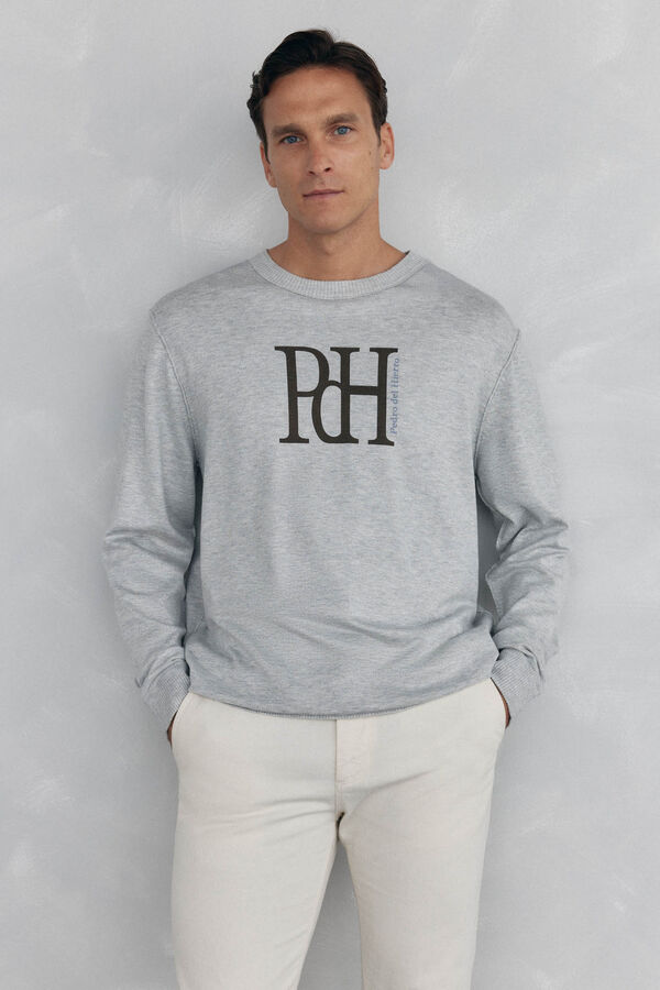 Pedro del Hierro Jersey punto fino big logo Gris