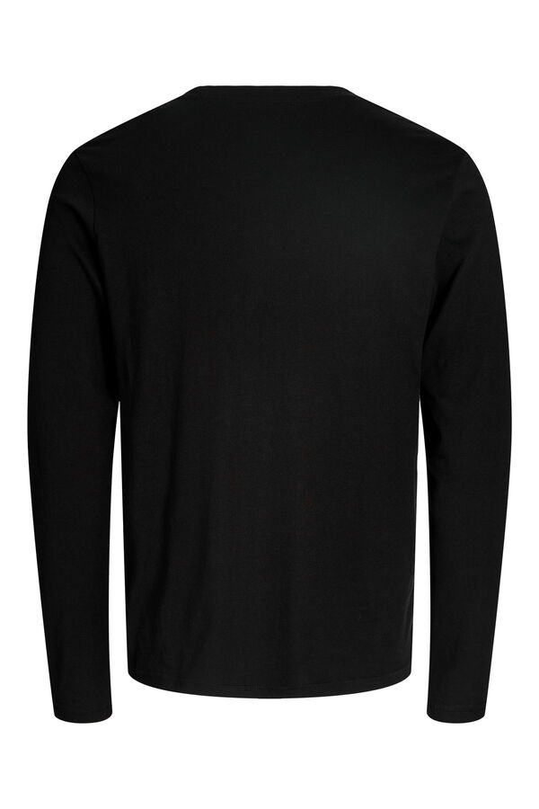 Jack & Jones T-shirt de algod&atilde;o de manga comprida preto