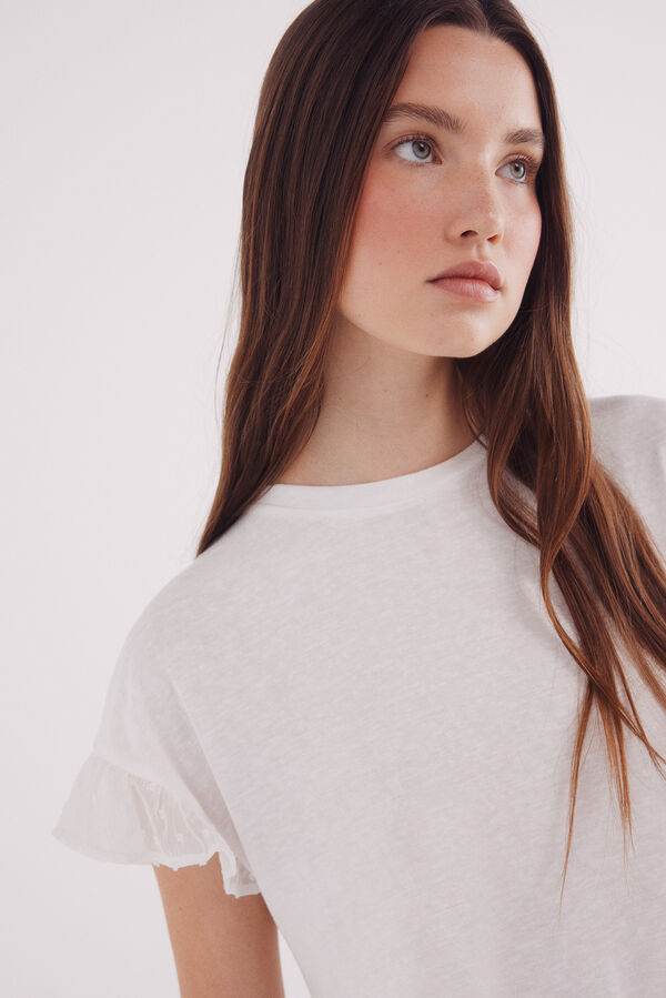 Springfield manche -shirt volant plumetis imprim&eacute;