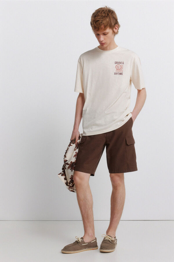 Springfield Majica groove slub Bež