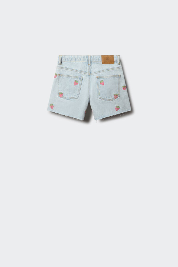 Springfield Kids Short denim fresas ni&ntilde;a azul