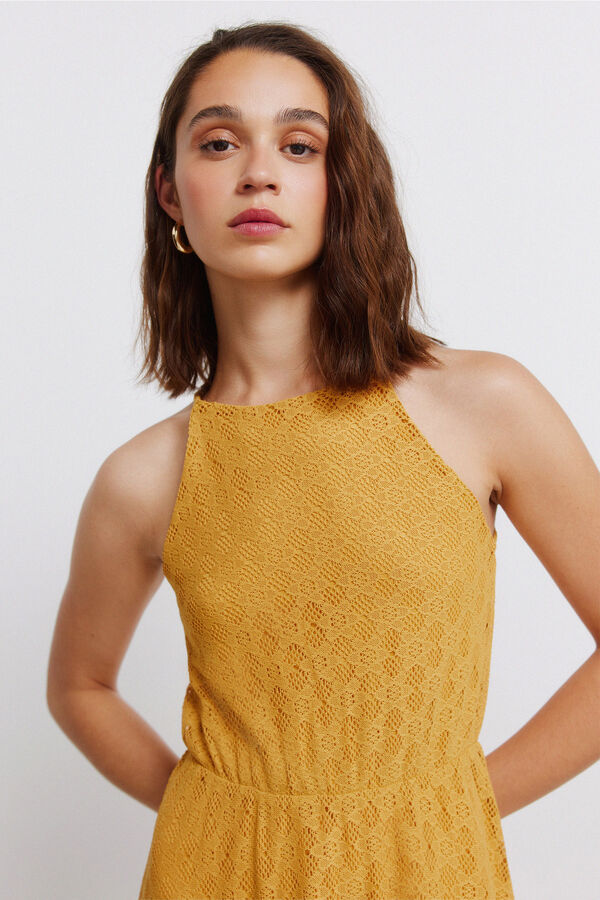 Springfield Vestido midi halter bordado estampado