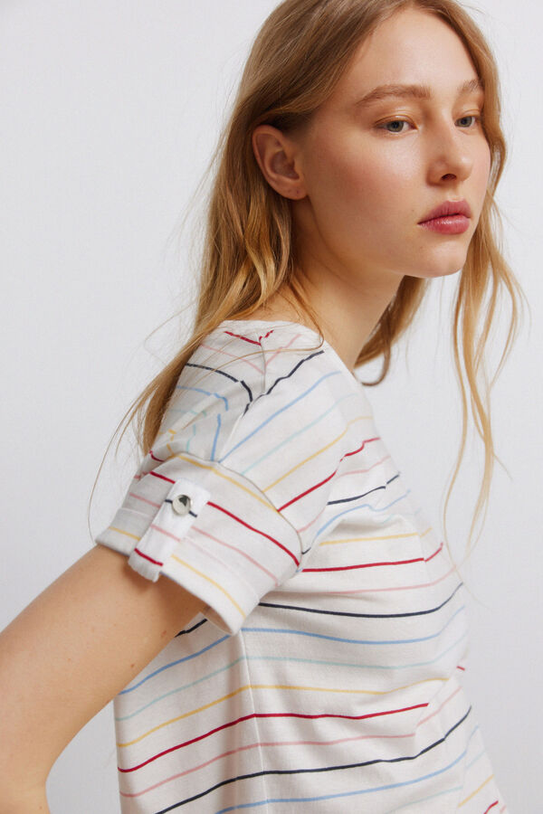 Springfield Majica kratkih rukava na pruge Bež