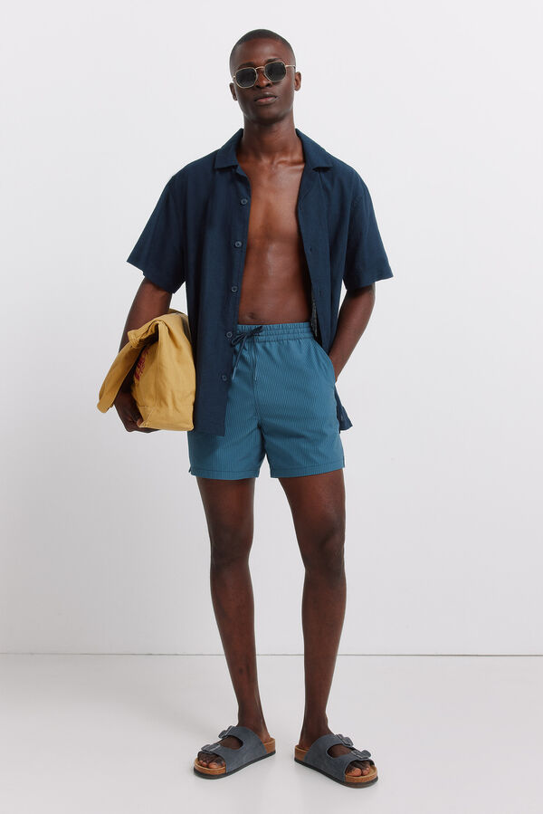 Springfield Kupaći kostim od seersucker tkanine na pruge Plava