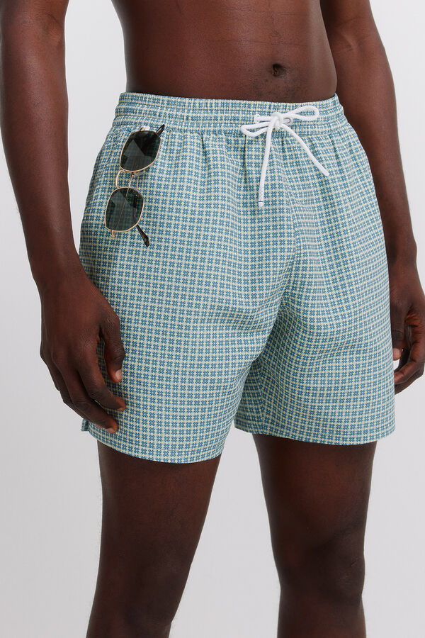 Springfield Kupaći kostim sa geometrijskim printom i džepom sa rajsfer&scaron;lusom Plava