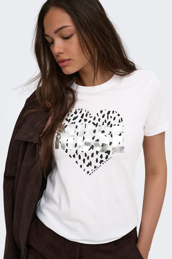 Only Camiseta dibujo frontal blanco