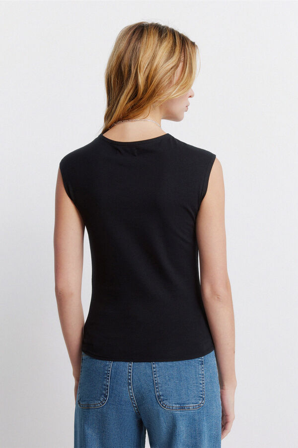 Springfield Pamučni osnovni top bez rukava Crna