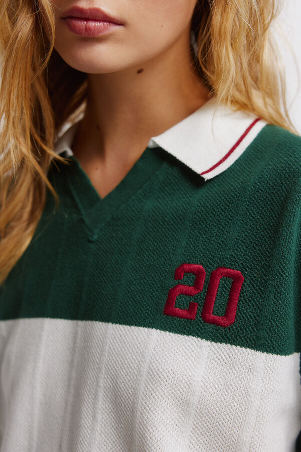 Springfield Sportska polo majica sa kontrastnim detaljima Zelena
