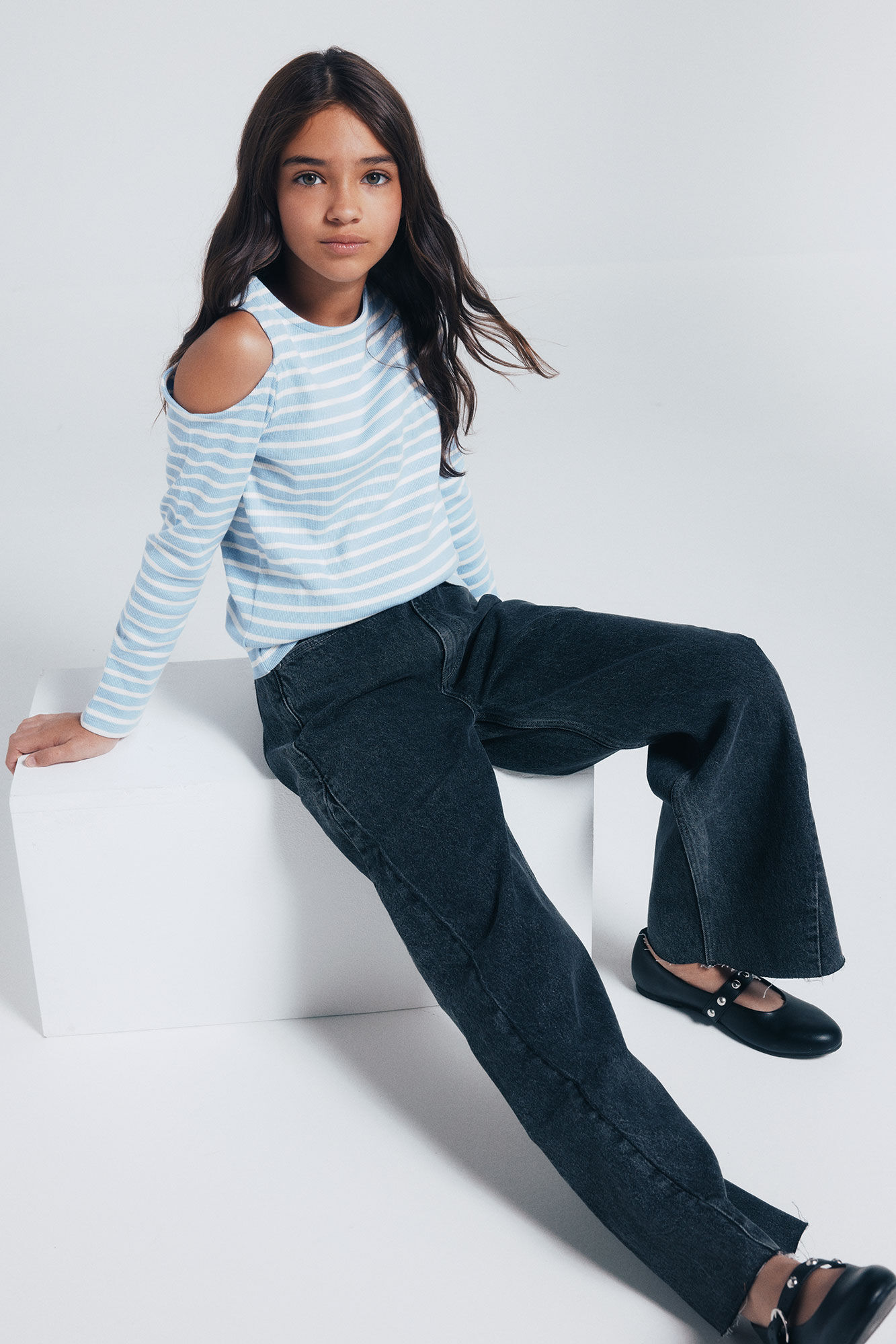 Springfield Kids Majica od rebraste tkanine sa otvorenim ramenima za devojčice