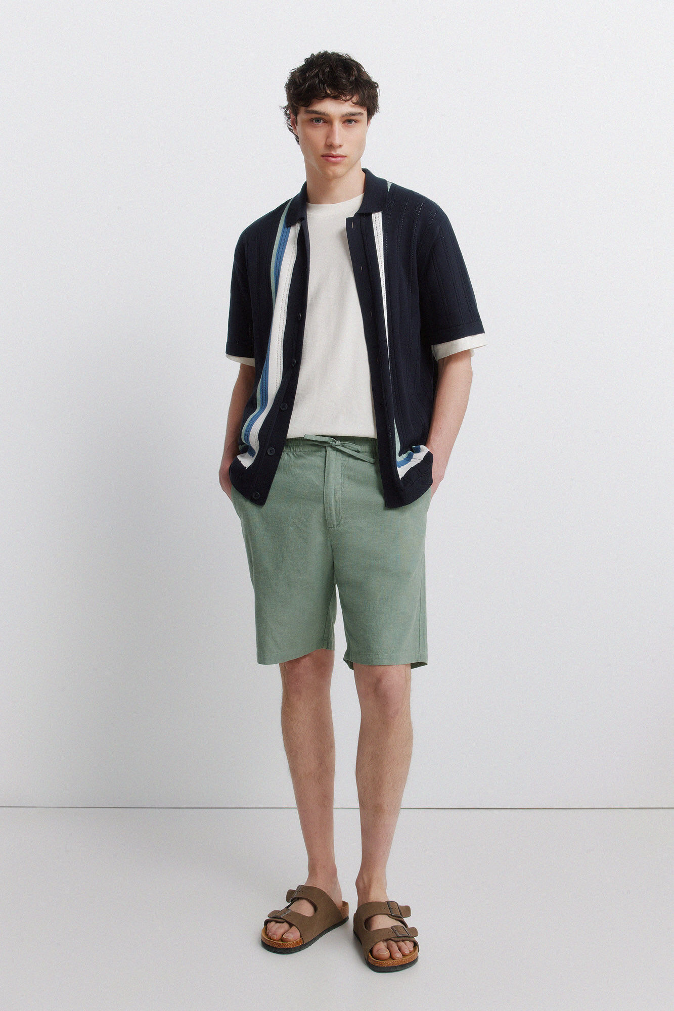 Springfield Bermude od lana, udobne, slim fit
