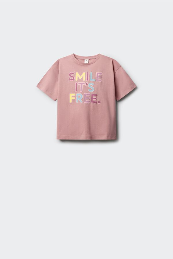 Springfield Kids Majica "Smile it's free" za devojčice Ljubičasta