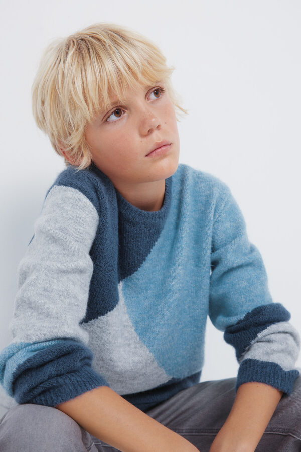 Springfield Kids Džemper sa geometrijskim figurama za dečake Plava