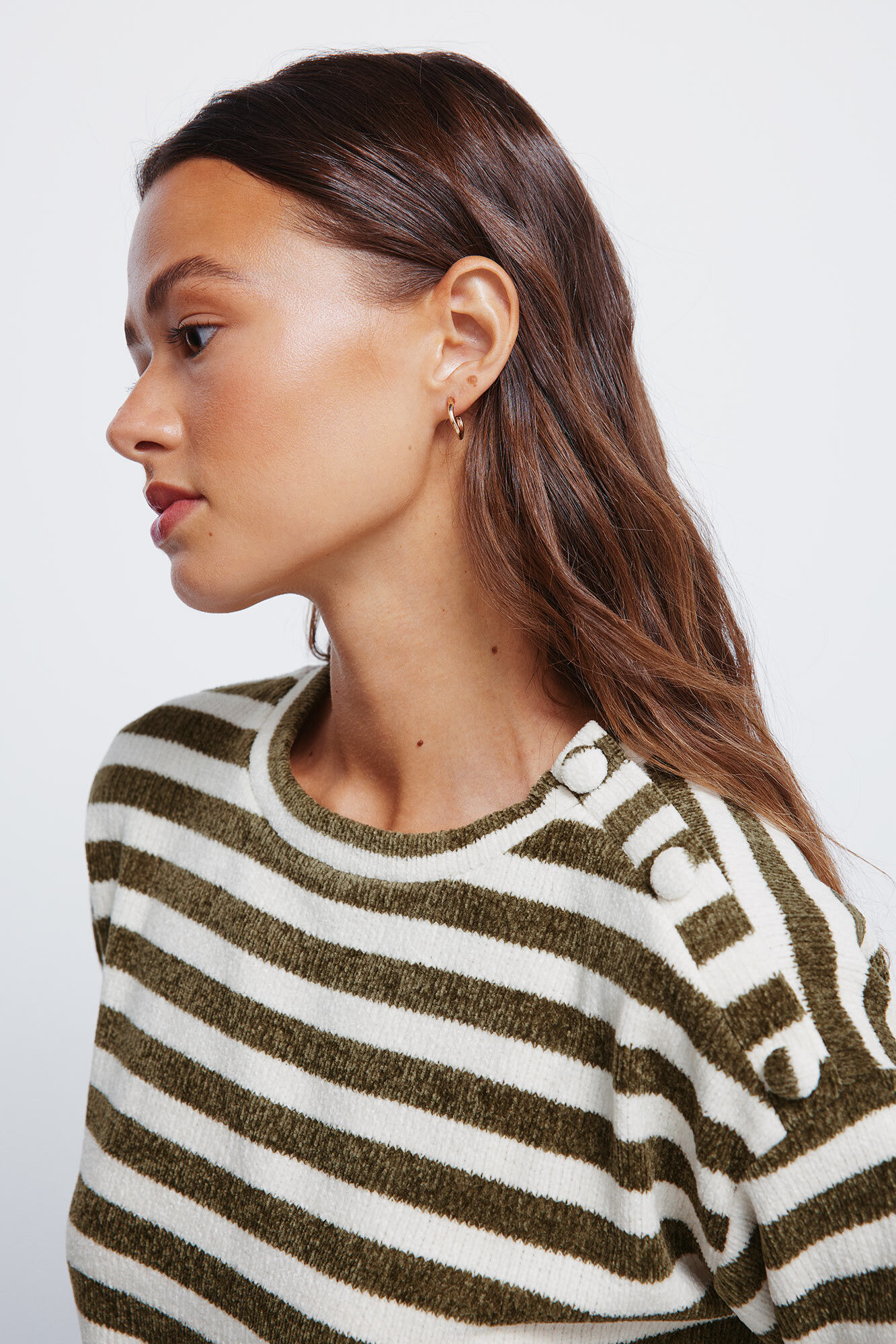 Springfield Džemper od &scaron;enila na pruge sa dugmićima na ramenu