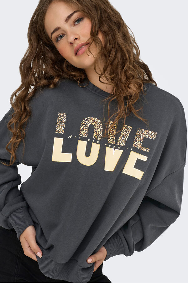 Only Sweatshirt com estampa animal cinzento