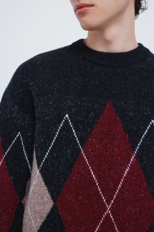 Springfield Elegantni džemper sa dijamantskim uzorkom Bordo