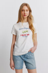 Springfield Camiseta manga corta dibujo marfil