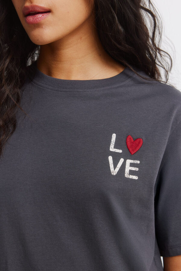 Springfield Camiseta manga corta "Love" gris