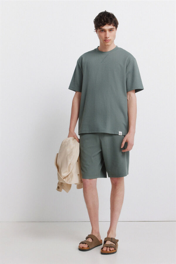 Springfield Majica od vafl tkanja Zelena