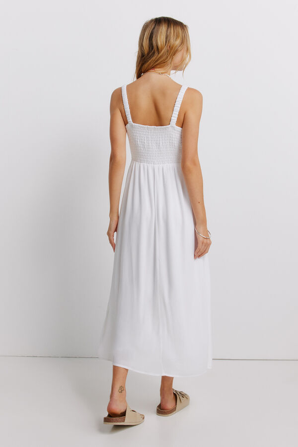 Springfield Vestido midi tirantes crochet blanco
