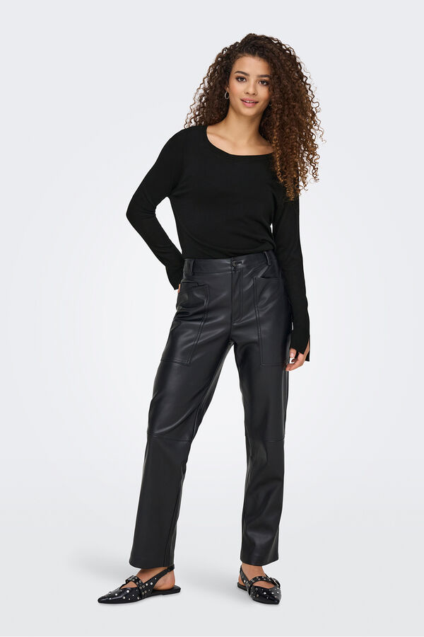 Only Jersey fino manga larga negro