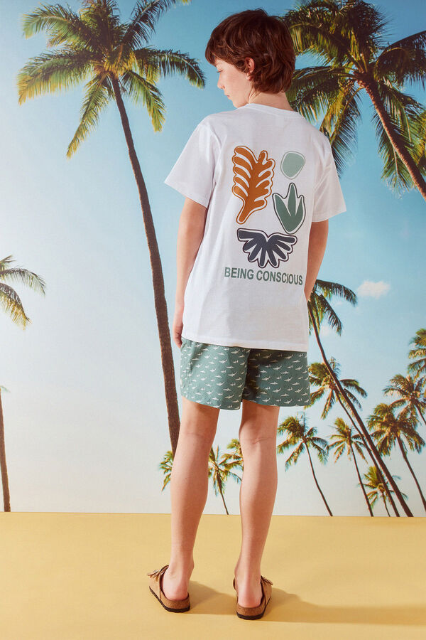 Springfield Kids Dečiji kupaći kostim sa ajkulama Zelena